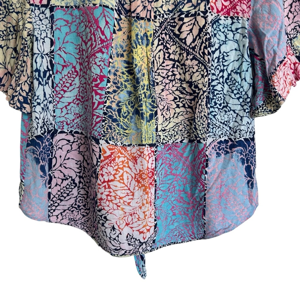 Chico’s Multi Colored Patchwork Short Bell sleeve… - image 7